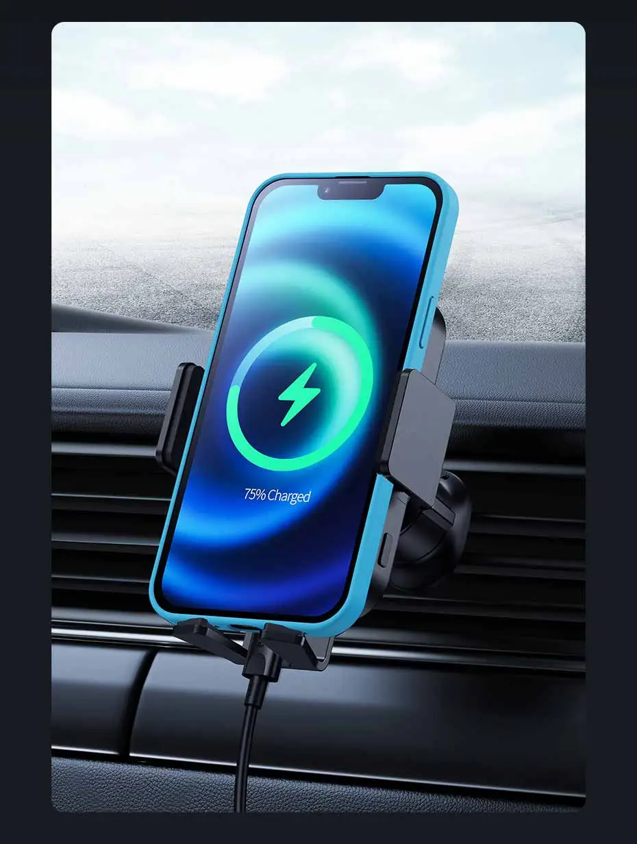 Baseus 15W QI Wireless Charger Car Phone Holder for iPhone 15 Samsung Xiaomi Car Mount Infrared Fast Charging Car Charger Holder